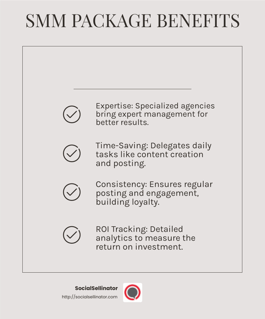 SMM Package Benefits Infographic - smm packages infographic checklist-light-beige