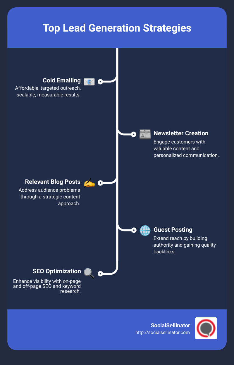 Top Lead Generation Strategies - best way to get leads for business infographic infographic-line-5-steps
