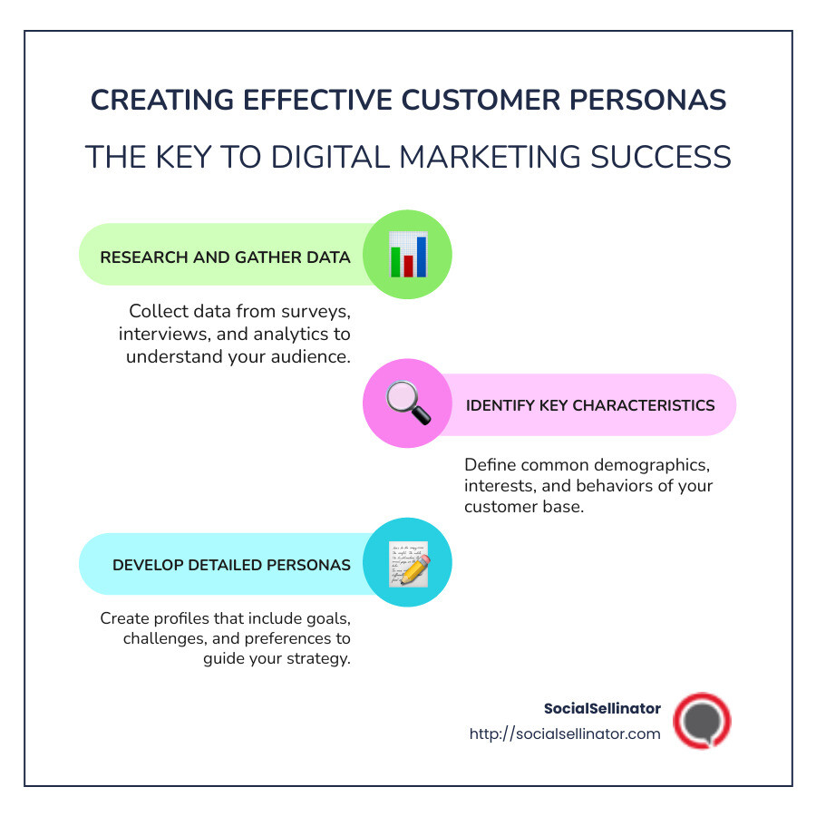 Benefits of Customer Personas in Digital Marketing - best digital marketing solution infographic infographic-line-3-steps-colors
